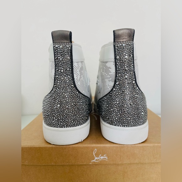 Christian Louboutin Men's White Louis Sp Strass High-top Sneakers 43 1/2 - Picture 13 of 15